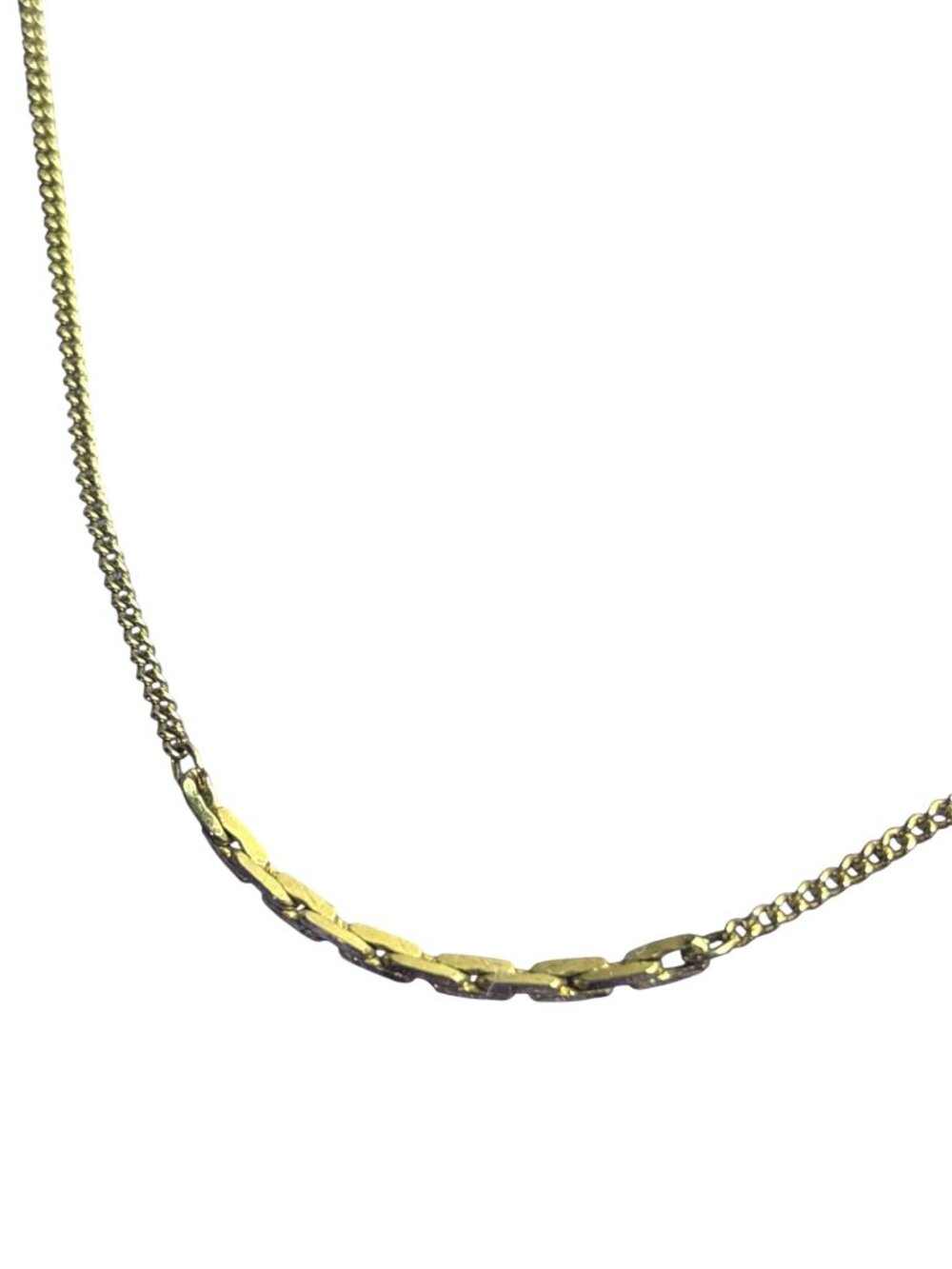 Vintage 2 Textured Goldtone Chain Necklace Spring Ring Clasp 15 inches Long